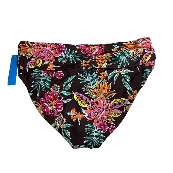 NWT Into the Bleu by Amrex Floral Tropical Fold Over Bikini Bottom Sz. 14 - Picture 2 of 2
